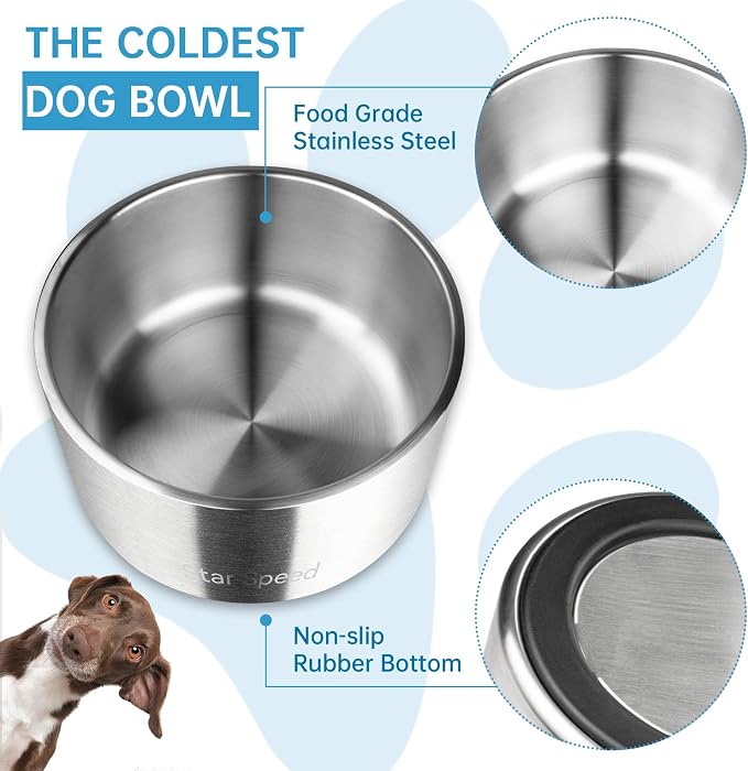 200oz Large Stainless Steel Dog Bowl. Extra Large Dog Water Bowls for Large Dogs with Rubber Bottom, Drop Resistant and Durable, Keeps Cold, Fits Different Size Big Dog Food Bowls,Silver