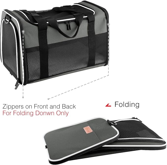 Cat Carrier - Portable Foldable Dog Pet Carrier, Soft-Sided Pet Bag up to 15 Lbs, Airline Approved Travel Puppy Carrier