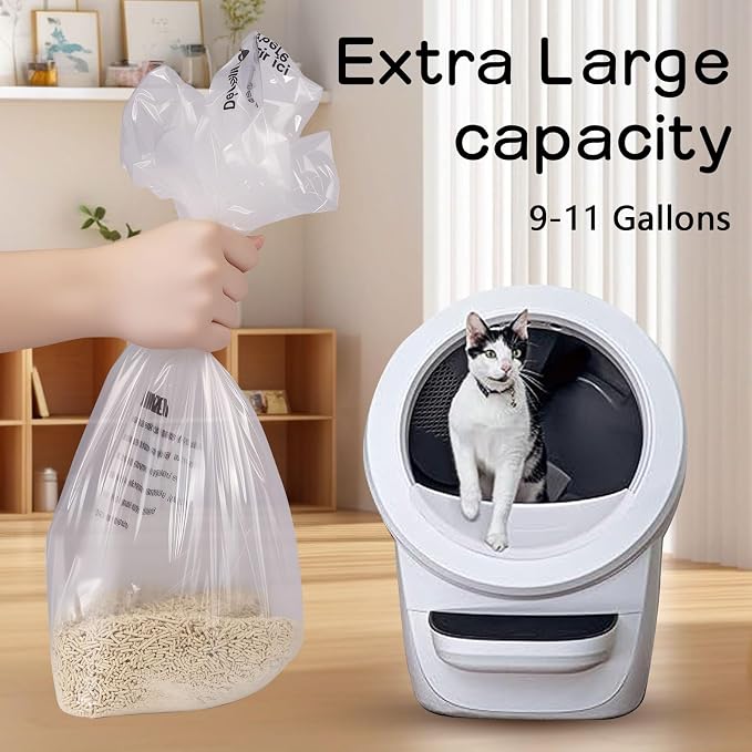 150 Pack Heavy Duty Self-Cleaning Litter Box Liners, Compatible with Litter-Robot 3/4, Extra Thick Waste Drawer Liners, 9-11 Gallons of Capacity, Easy to Empty