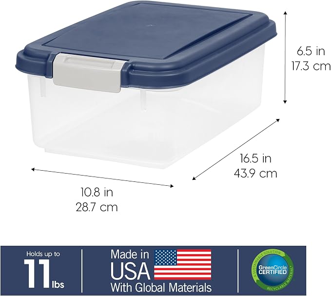 IRIS USA Dog Food Storage Container, Up to 11 lbs, Navy, Made in USA | BPA-Free, Airtight Seal, Best for Cat Food, Bird Seed, Chicken Feed, Pet Toys, Treats, Pellets