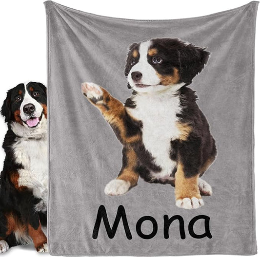 Personalized Dog Blanket, Customized Pet Blankets with Name Picture, Throw Blanket for Small Medium Large Dog Puppy Cat