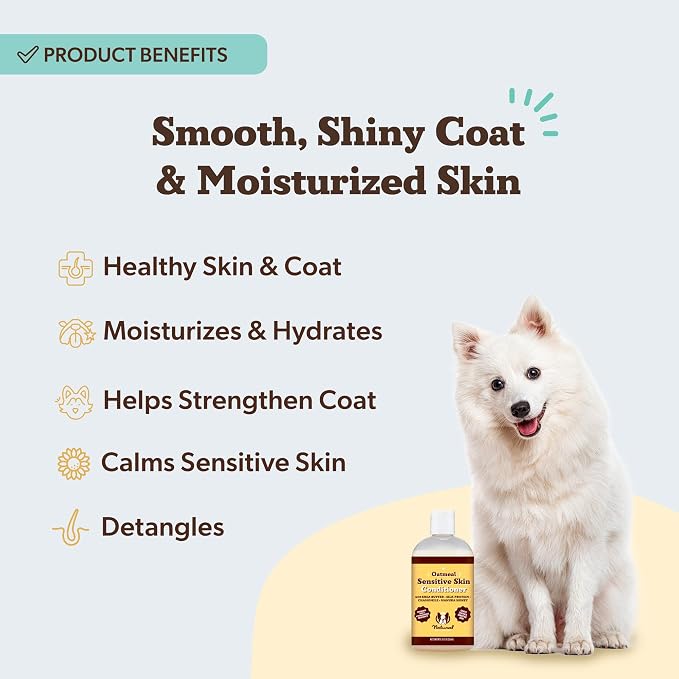 Natural Dog Company Oatmeal Shampoo & Sensitive Skin Conditioner Bundle for Dogs – Anti-Itch, Hypoallergenic Oatmeal Formula with Manuka Honey & Chamomile, Moisturizing, Deodorizing & Detangling Groom