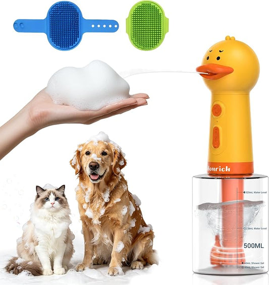 Homrich Electric Dog Soap Dispenser, 500ml Automatic Dog Foam Machine with Auto Mixing, Dog Shampoo Sprayer with Brush for Dog and Cat Bathing, Rechargeable Shampoo Foamer for Bathroom, Kitchen Sink
