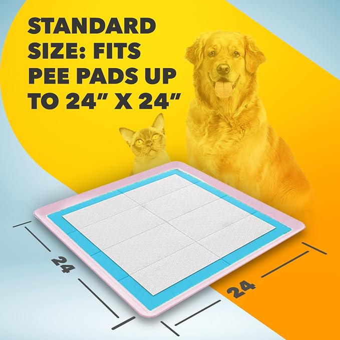 Skywin TidyFriend 2 Pack Dog Pee Pad Holder - Fits Up to 24” x 24” Pee Pad Holder for Dogs - Stable Grip, Soft Edges, Quick Wipe Silicone Surface Dog Pad Holder for Indoor Flooring Protection (Rose)