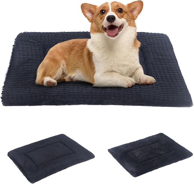 BVAGSS Reversible Dog Crate Pad, Memory Foam Pet Bed Mat, Soft Warm Machine Washable Sleeping Kennel Mattress for Small Medium Dogs XH079 (30''x20''x1.6'',Dark Grey)