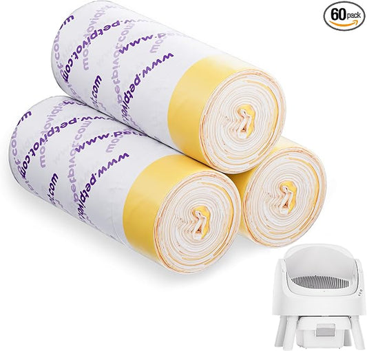 Autoscooper 11 Replacement Litter Box Liners - Drawstring Design, Extra Thick Heavy Duty, 23.62"×11.81", 60 Pack