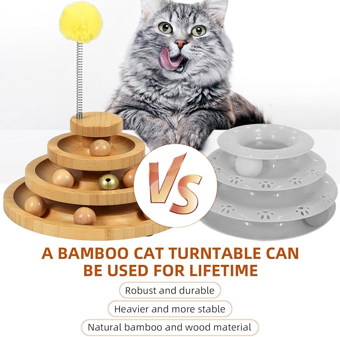 DoogCat Cat Ball Track Toy,Kitty Toys Roller,3-Level Ball Tower with 9 Removable Balls,Interactive Cat Toy, DIY Circle Fun Toy for Kitten Mental Physical Exercise - Medium Size