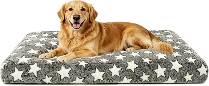 Orthopedic Dog Bed for Large Dogs, Washable Dog Mat with Removable Zippered Cover, Non-Slip Bottom, Comfort Crate Bed (Grey, L(35"*23"*3.1"))