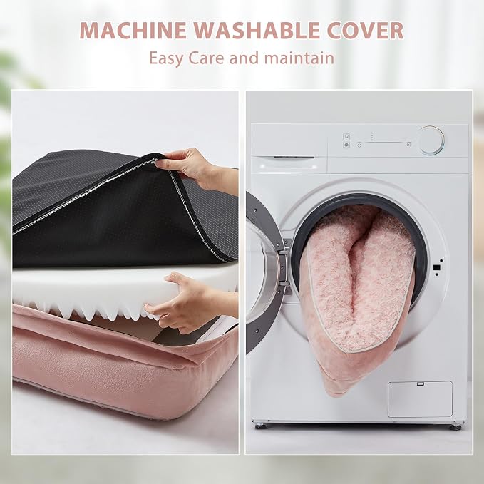 BFPETHOME Orthopedic Washable Dog Bed, Sleeping Couch for Large Senior Dogs | Deluxe Plush Rose Velvet Washable Cover, Egg Crate Foam Support, Waterproof Lining, Non-Slip Bottom, Senior Dogs