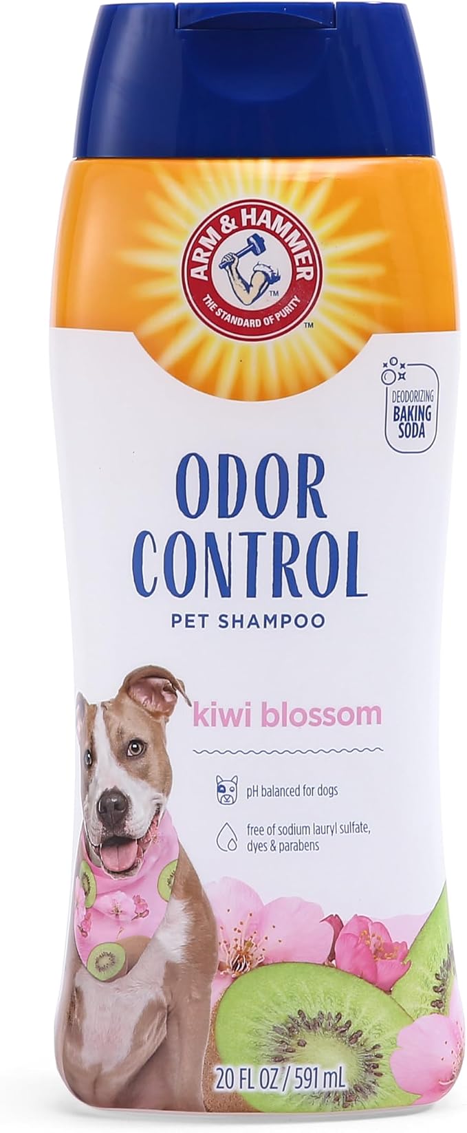 Arm & Hammer Deodorizing Dog Shampoo, Kiwi Blossom, 20 Fl Oz, 2-Pack | Tearless, moisturizing baking soda formula for sensitive skin, safe for dogs and puppies during regular baths