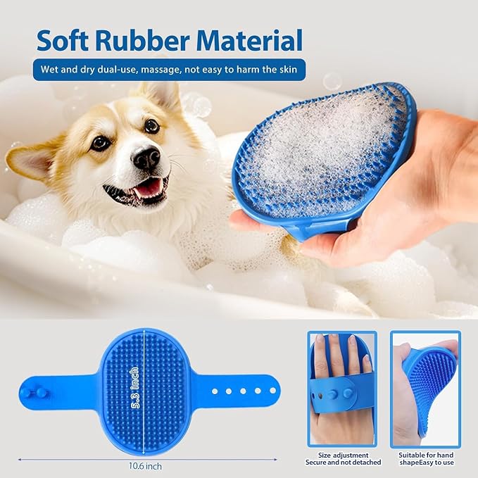 NVNAN 5-in-1 Pet Grooming Kit with Deshedding Rake | Includes nail clipper, grooming gloves, massage brush, and tools for brushing, bathing, and removing loose pet hair