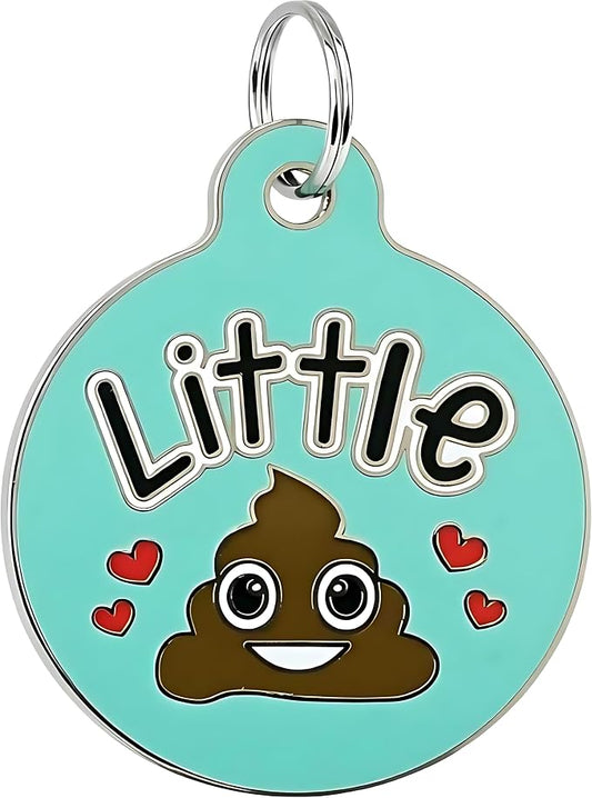 Bad Tags Personalized Dog and Cat ID Tags in 25+ Designs and 2 Sizes - 5 Lines of Custom Engraved Text - Funny Cute Personalized Pet Tags (Little Sh*t, Small (1 inch))