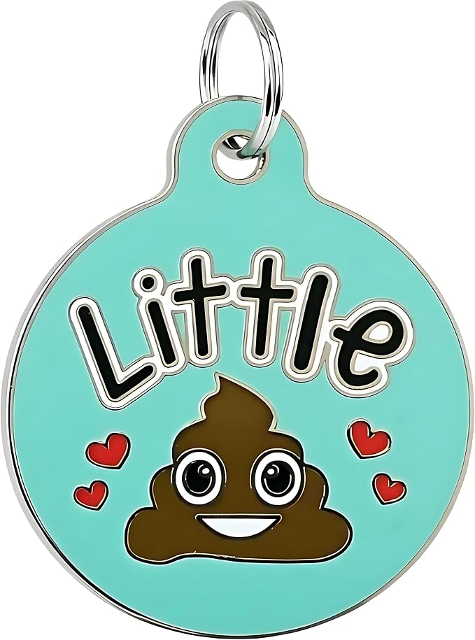 Bad Tags Personalized Dog and Cat ID Tags in 25+ Designs and 2 Sizes - 5 Lines of Custom Engraved Text - Funny Cute Personalized Pet Tags (Little Sh*t, Large (1.25 inch))
