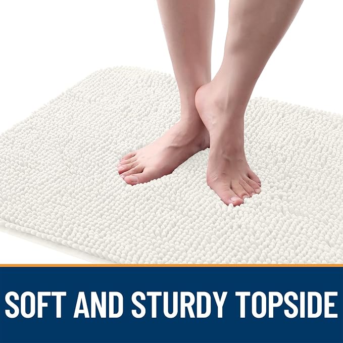 OLANLY Dog Door Mat for Muddy Paws 47x17, Super Absorbent Chenille Mud Mat | Ivory, Absorbs Moisture and Dirt, Non-Slip Machine Washable Doormat, Quick-Drying Indoor Entryway Floor Carpet for Dogs