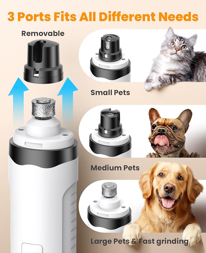 oneisall 3 in 1 Dog Nail Grinder & Paw Trimmer Kit, 2 LED Lights | 2 Replaceable Blades, 6500/7500RPM, 2 Speeds, Low Noise, Cordless & Rechargeable, Safe for Paw, Face, Ears, Body