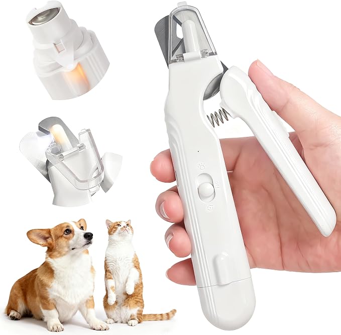 2 in 1 Cat Dog Nail Clippers & Grinder with LED Light, Quiet Rechargeable | Electric Pet Nail Trimmer & Claw Clippers for Large Medium Small Dogs Cats, Splash Guard for Nails, Painless Grooming Kit