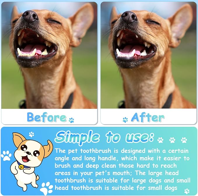 Honeydak 80 Pcs Dog Toothbrush Bulk Dual Headed Dental Brushes Dogs Tooth Brushing Kit Long Handle Pet Tooth Brush for Puppy Large Small Cats and Most Pets Teeth Cleaning Dental Supplies(Dark Blue)