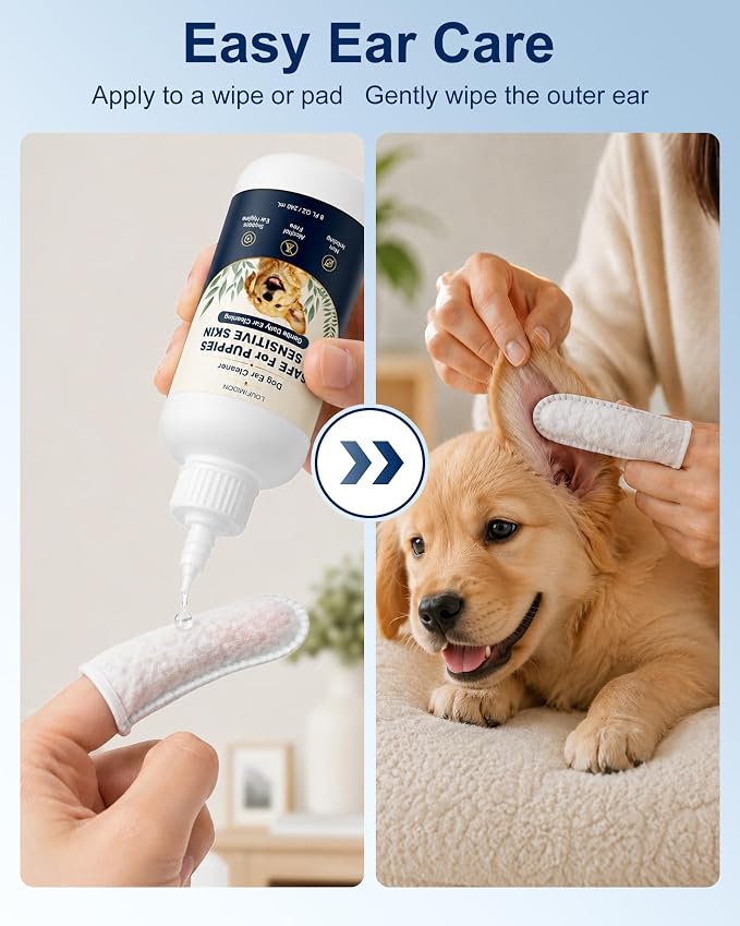 Dog Ear Cleaner, Gentle Daily Ear Care, 7.8 Fl Oz 2 Bottles | Clean Solution for Routine Maintenance Wax Removal Puppy & Sensitive Skin Safe