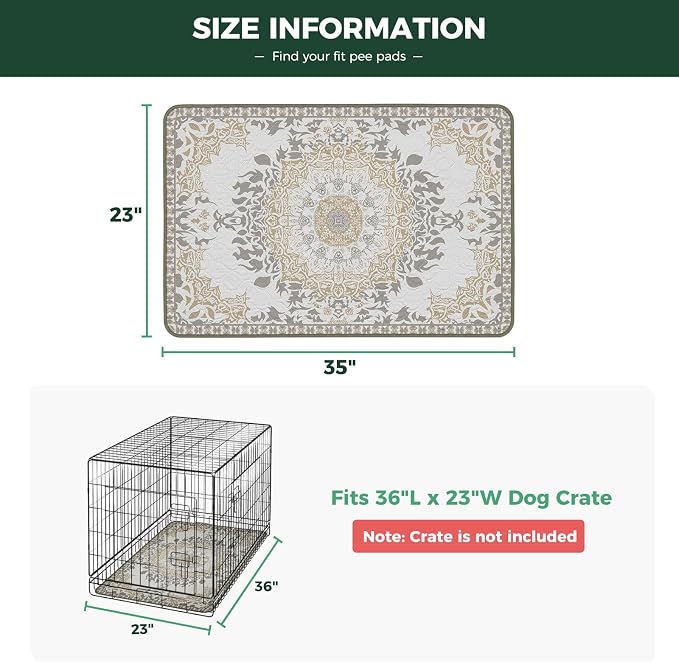FXW Washable Pee Pads for Dogs, Super Absorbent, 23" x 35", 2 Packs | Machine washable, Non-slip backing