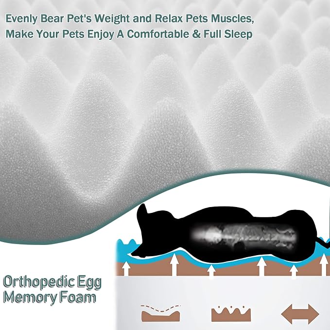 48x30 Inch Dog Crate Bed Memory Foam Large Kennel Pads for Dog Cages | Grey Dog Kennel Bed Soft Flannel Washable Anti Slip Pet Sleeping Mat Gray