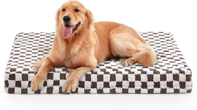 JOEJOY Orthopedic Dog Bed for Large Dogs, Memory Foam Pet Bed with Removable Washable Cover, Cozy Plush Crate Mat, 47×29", Cofffee