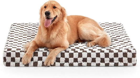JOEJOY Orthopedic Dog Bed for Large Dogs, Memory Foam Pet Bed with Removable Washable Cover, Cozy Plush Crate Mat, 47×29", Cofffee