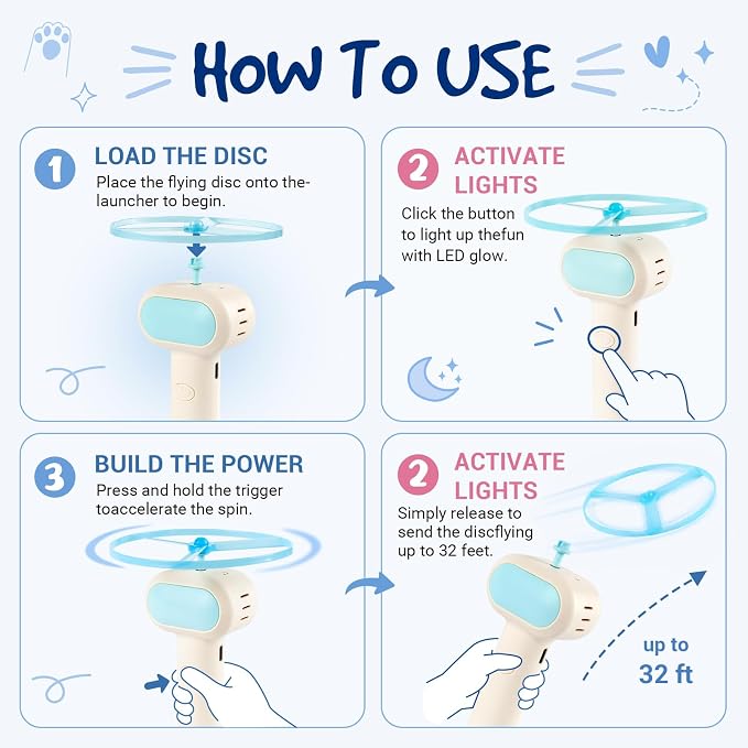 Flying Disc Launcher Cat Toy, Rechargeable Large Capacity & Up to 20m Range | Interactive Cat Fetch Hunting Tracking Toy with 5 Soft & Flexible Discs, Flying Disc Toy for Indoor Bored Kitten & Adult Cat