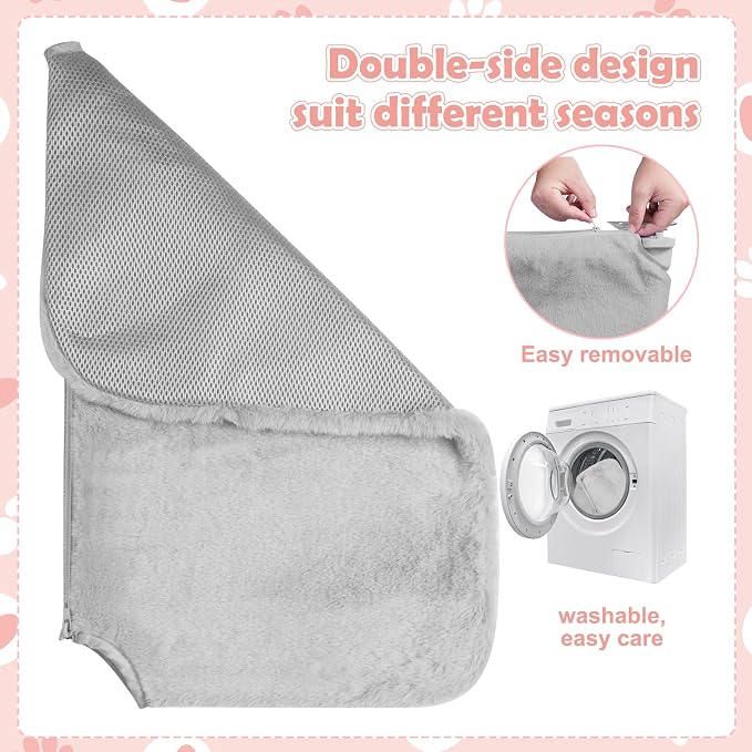 2 Pack Large Size Cat Window Perch,Cat Window Hammock Cordless Foldable Window Bed with 4 Large Strong Suction Cup,Reversible Cushion Cover,Metal Frame Easy to Adjust Window Seat (Gray,L)