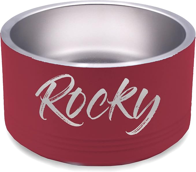 My Personal Memories Custom Personalized Stainless Steel Dog or Cat Bowl for Water and Food - Engraved Pet Bowl with Non Slip Bottom (Large - 64 Ounces, Red)