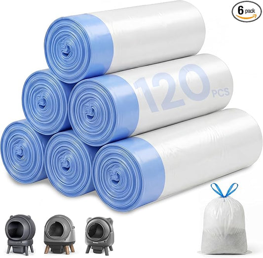 120 Count 21.65" x 11" Cat Litter Box Liners for Self Cleaning Litter Box, Extra Thick Heavy Duty Cat Litter Bags Replacement, 6-8 Gallons of Capacity