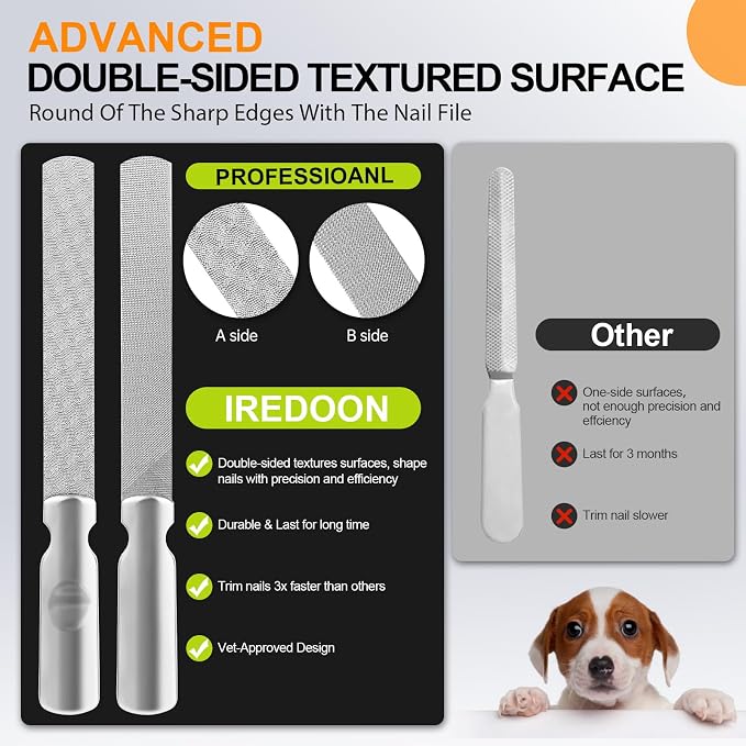IREDOON Dog Nail Clippers and Trimmer, Ultra-Sharp Pet Nail Clippers with Nail File for Grooming - Dog Claw Care for Small & Large Dog