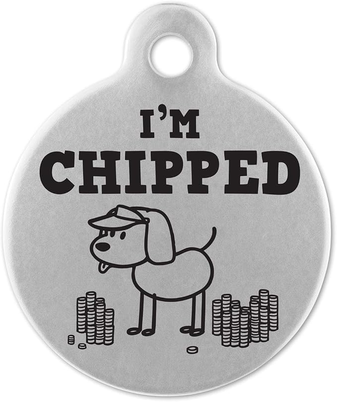 If It Barks - Engraved Pet ID Tags for Dogs - Personalized Stainless Steel Identification Tags - Custom Name Tag Attachment - Made in USA, I'm Chipped