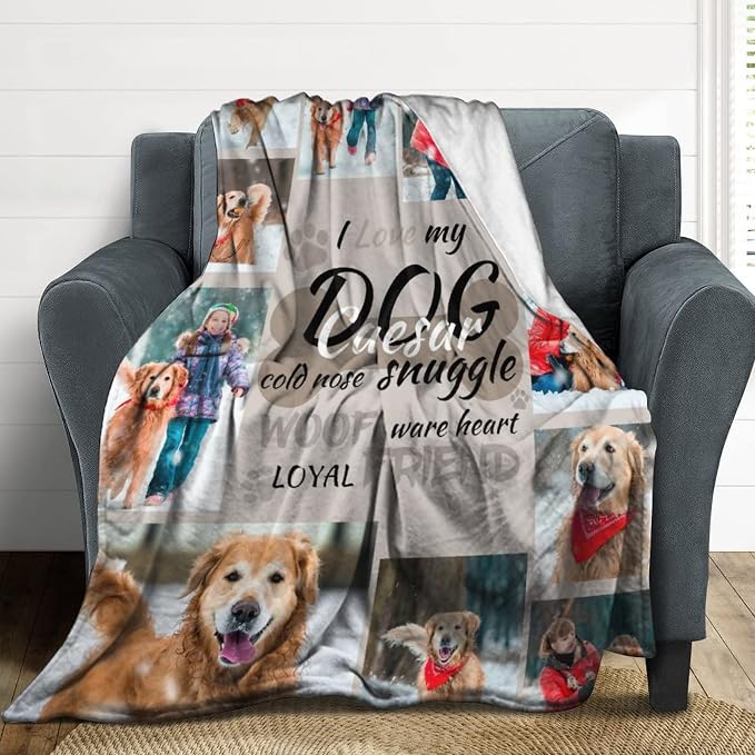 Artsadd Personalized Blanket with Picture in Memory of Dog Custom Photo Blanket Memorial Pet Loss Sympathy Gift