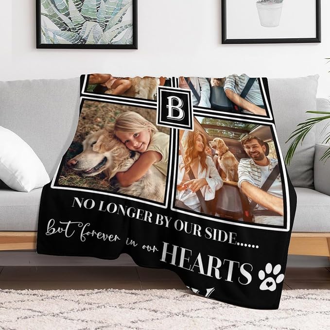 Artsadd Personalized Memorial Blanket with Pictures Pet Loss Sympathy Gift in Memory of Dog Cat Custom Photo Blanket