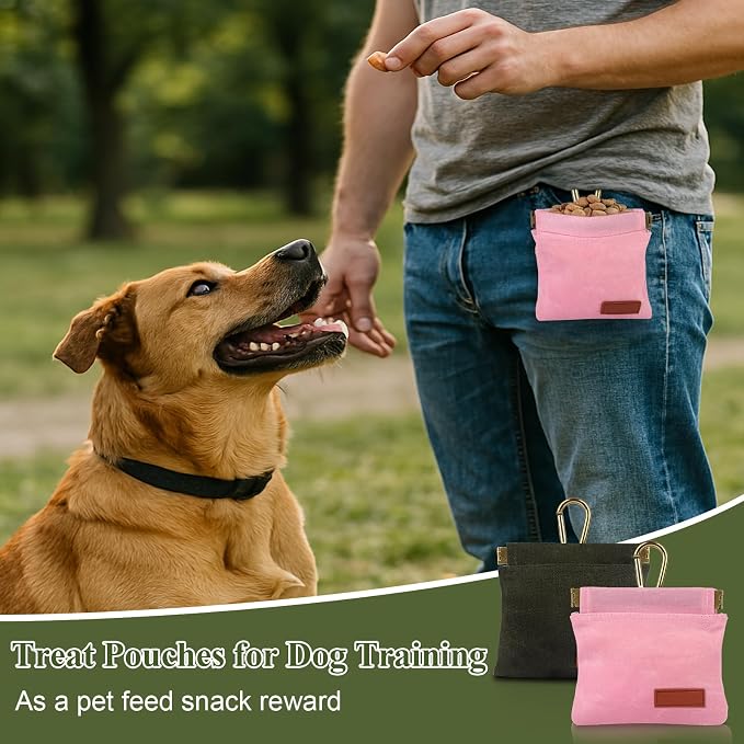 2Pcs Hands Free Dog Treat Pouches for Training, Walking and Outdoor Use | Dog Treat Bag with Carabiner, Hands Free, Auto Closing Pet Treat Pouch for Training,Walking, Hiking