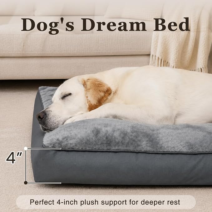 NUPIDA Waterproof Dog Bed for XXL Crate with Washable Cover, 47x29, Grey | TPU Waterproof Layer, Easy Clean Cover, Soft Plush Surface, Durable Oxford Fabric, Non-Slip Bottom, For Extra Large Breeds