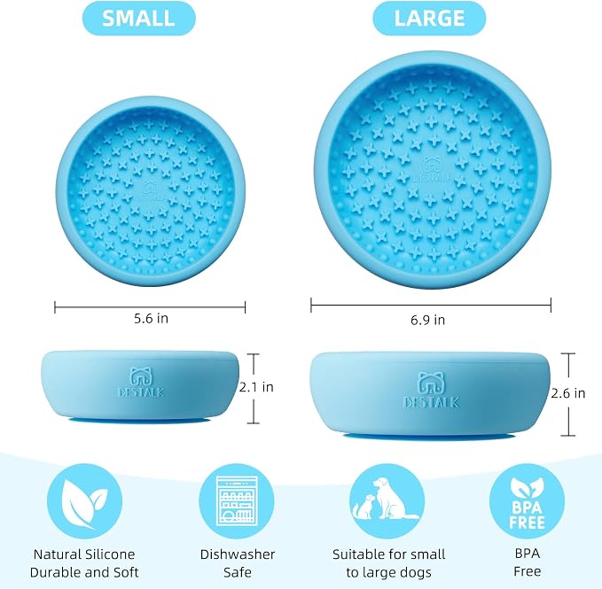 Dog Lick Bowl, Bestalk Anxiety Relief Lick Mat for Dogs, Non-Slip Freeze Licking Bowl Enrichment Puzzle Feeder for Distraction, BPA Free Silicone, Dishwasher Safe (Light Blue,S)