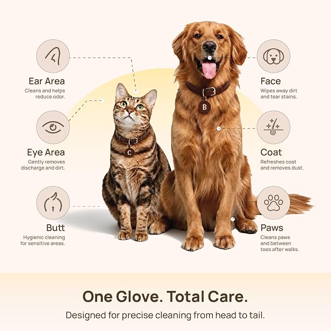 HICC PET Dog Wipes for Dogs & Cats, Glove Design, 20 Count | Fresh Coat Between Baths, Head-to-Tail Grooming, Plant-Based Formula, No-Rinse, Quick Everyday Cleanups, Verbena Scent