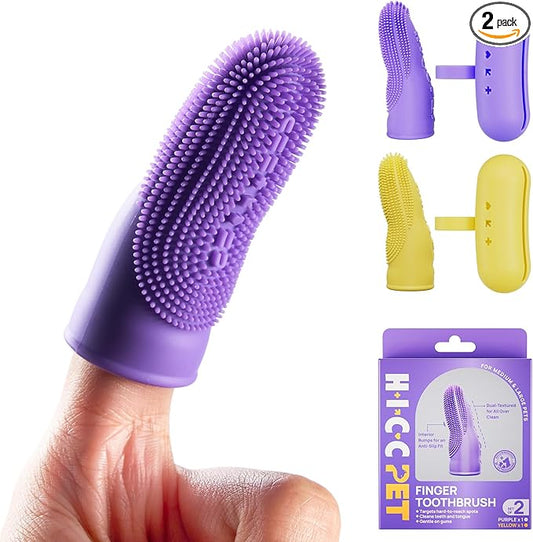 HICC PET Dog Toothbrush, Anti-Slip Dog Tooth Brushing Kit, Dog Finger Toothbrush for Plaque and Tartar Cleaning, Dog Teeth Cleaning for Medium & Large Pets, Safer & Softer Liquid Silicone, 2-Pack