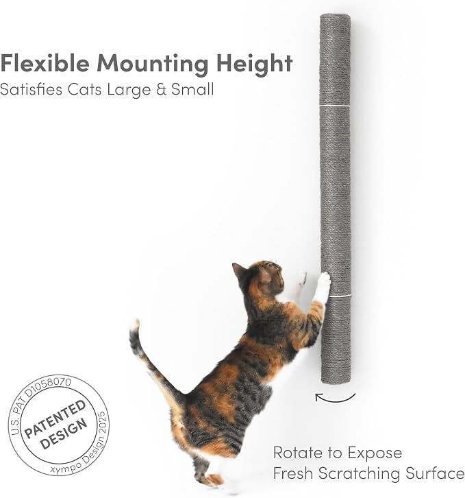 xympo 34" Wall Mounted Cat Scratcher, Sisal Scratching Post - Grey