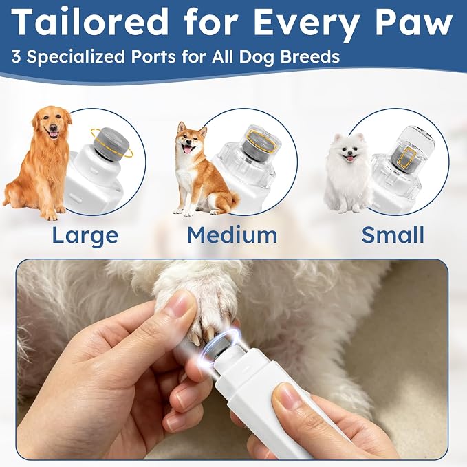 5-Speed Dog Nail Grinder with 2 LED Lights & Smart LED Screen,Quiet Electric Pet Nail Trimmer, Rechargeable Paws Grooming and Smoothing Tool for Large Medium Small Dogs,Cats and Pets