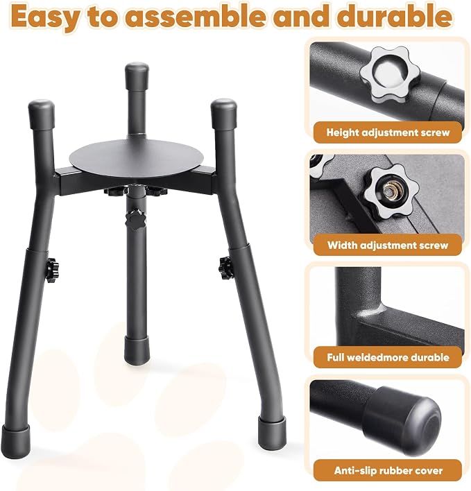 Adjustable Raised Metal Dog Bowl Stand, 3 Heights, Bowl Not Included | Adjustable 6.3-10.2 Inch Width, Heights of 8.8, 10.8 and 12.5 Inches, Fits Medium and Large Dogs, 1 Pack