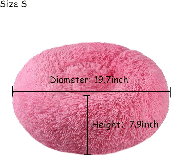 Modern Soft Plush Round Pet Bed for Cats or Small Dogs, Mini Medium Sized Dog Cat Bed Self Warming Autumn Winter Indoor Snooze Sleeping Cozy Kitty Teddy Kennel (20'' D x 8'' H, Hot Pink)