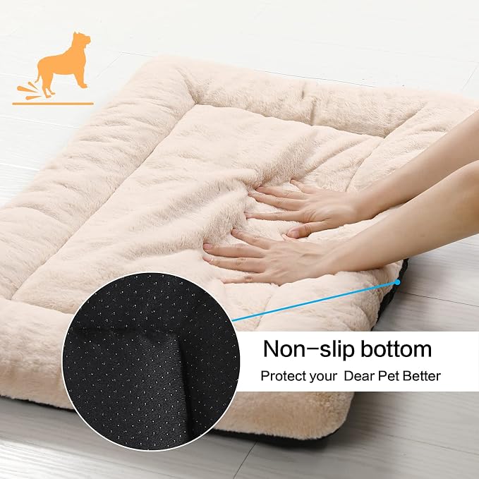 Dog Crate Pad Washable Dog Bed for Crate Medium Cozy Mat 30-Inch Cream | Ultra Soft Kennel Pad,Anti-Slip Bottom,Fits for Most Metal Crates,Comfortable Sleeping Pet Mat