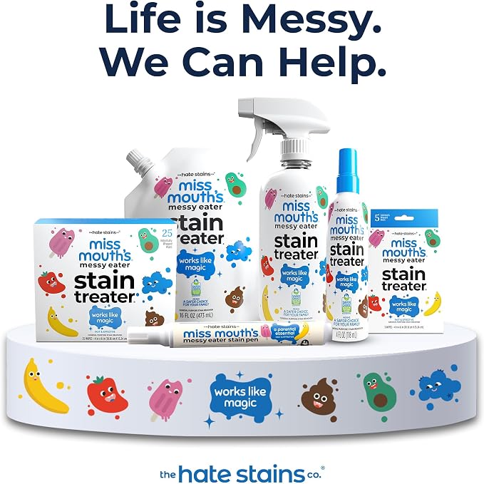 Miss Mouth's Messy Eater Stain Treater Kit, 2 Sprays & 16 Oz Refill | Newborn & Baby Essentials; Cleans Off Food, Grease, Coffee; Use on Laundry, Underwear, Fabric