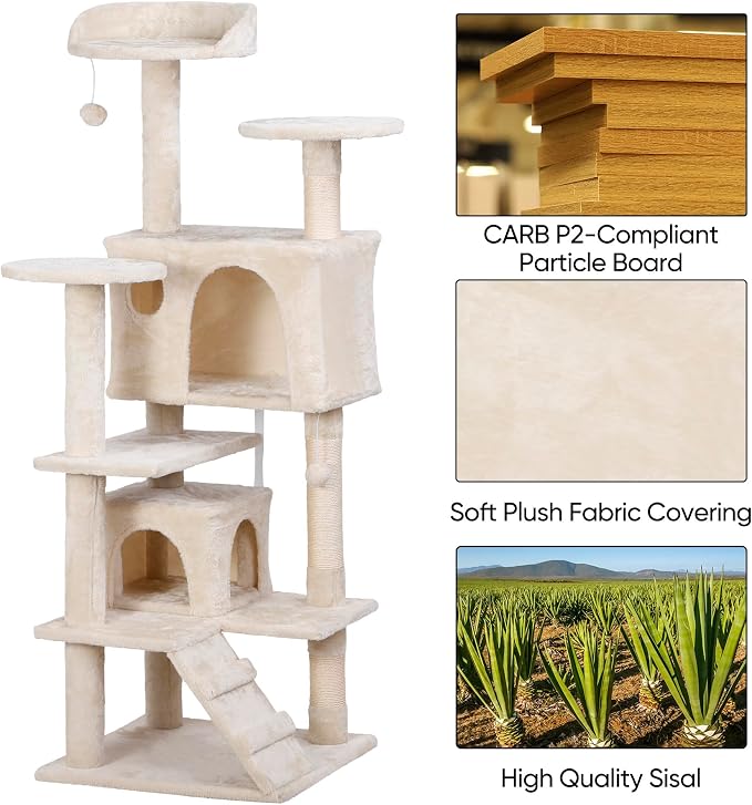 54 in Cat Tree Tower for Indoor Cats Multi-Level Cat Condo Cat Bed Furniture with Scratching Post Kittens Activity Center