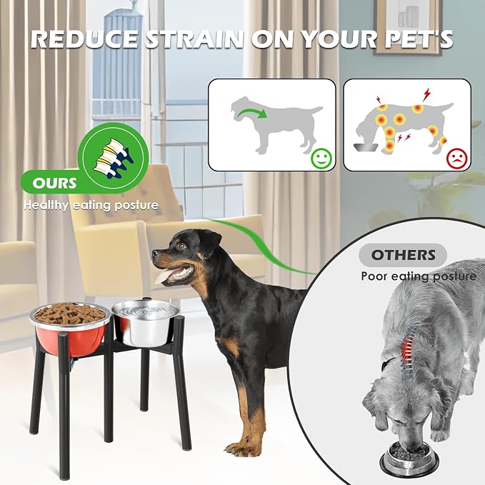 2-in-1 Adjustable Elevated Dog Bowls Stand for 7-10.6" Wide Bowls, Raised Dog Food & Water Bowl Stand, 13.7" Height (Bowl Not Included)