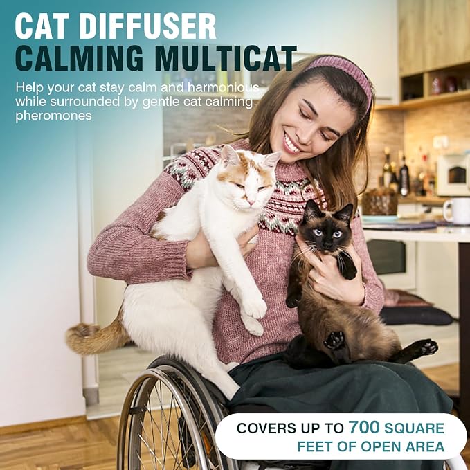 Cat Calming Diffuser 8 in 1 Multicat Pheromone Diffuser Pheromones to Calm Stress and Anxiety Relief Products Plug in Refill Anti Aggression for Cats Spraying No More Stop Cat from Urinating, Blue