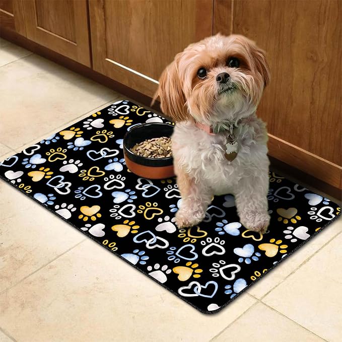 Dog Mat Pet Feeding Mat for Food and Water Absorbent 20x12in Quick Dry Dog Water Bowl Mat