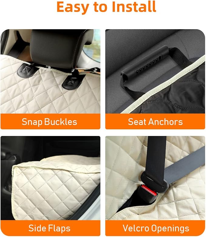 PETICON Waterproof Scratchproof Pet Bench Seat Covers for Cars, SUVs, Nonslip Durable Back Seat Cover for Dogs, 600D Oxford Fabric, Machine Washable